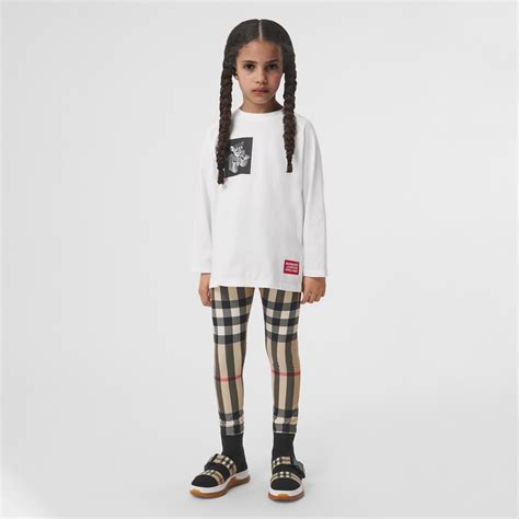 burberry baby girl leggings|check trim stretch jersey leggings.